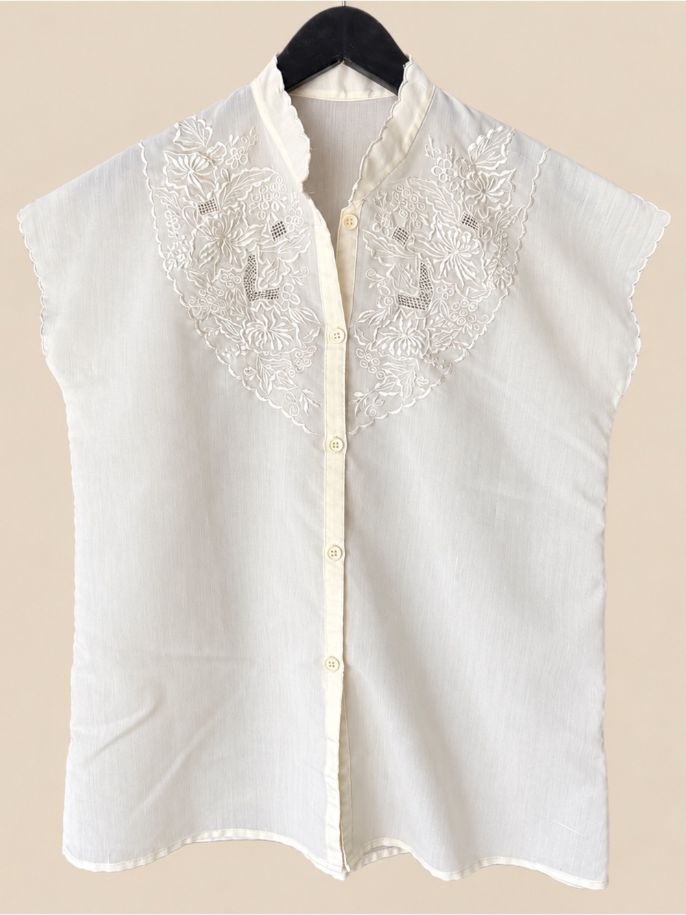 80s Vintage CottageCore Coquette Sleeveless Blouse M